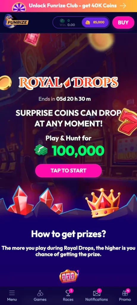 Funrize Social Casino - Special Promotions