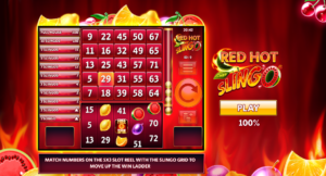 Red Hot Slingo main game screen.