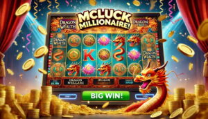 Slot game showing big win from McLuck's new millionaire.