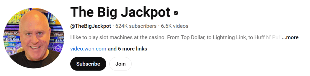 The Big Jackpot casino gaming channel on YouTube